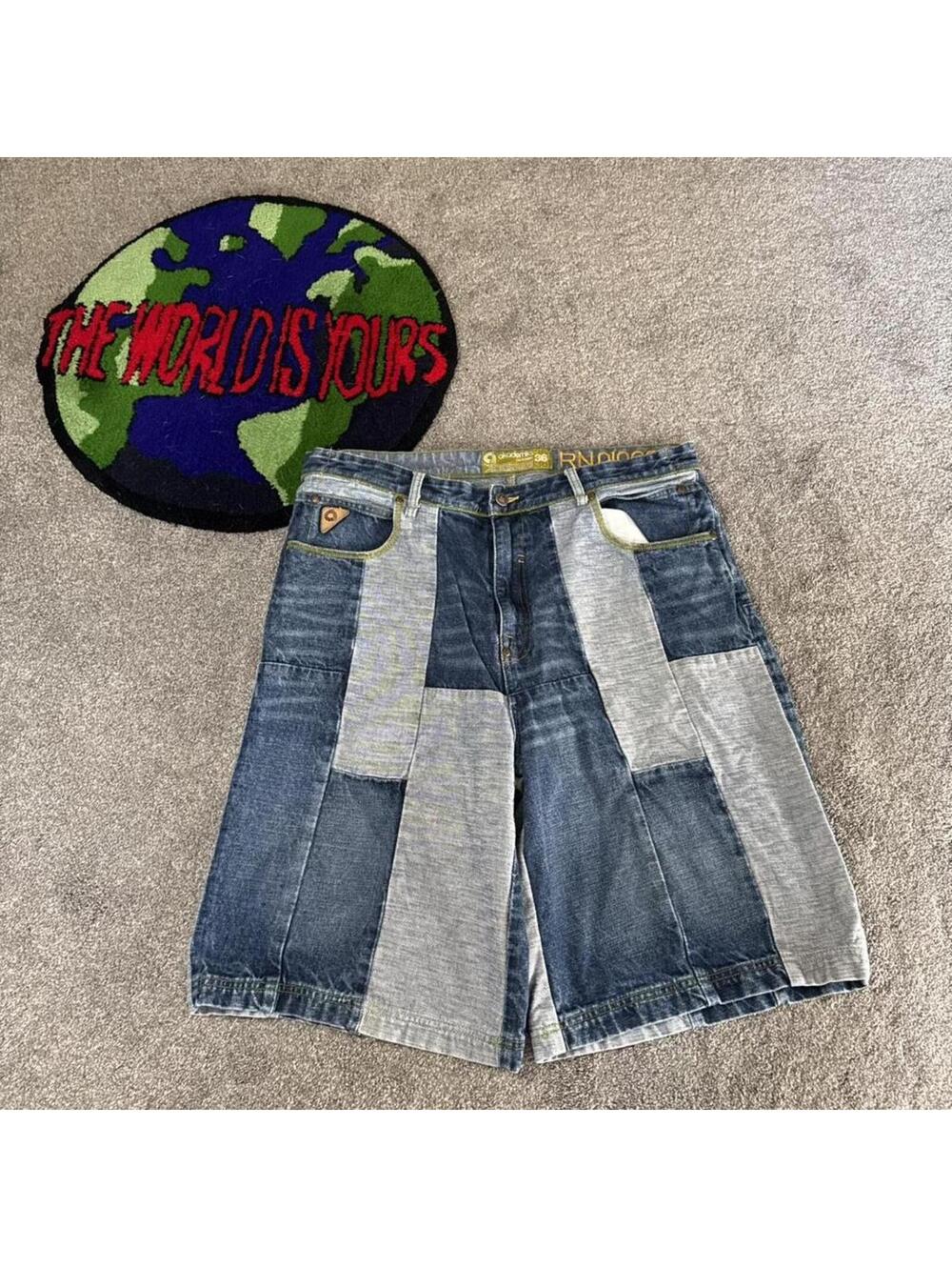 vintage y2k super baggy jorts 2000’s akademiks denim